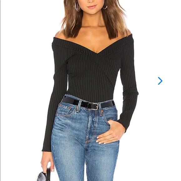 Lovers + Friends Tops - Lovers & Friends Theodore Black Ribbed Bodysuit
